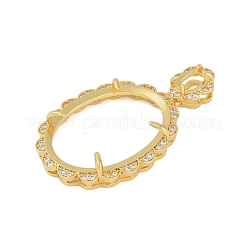 Ovale Messing Micro Pave klare Zirkonia Anhänger Cabochon Fassungen KK-U026-13G