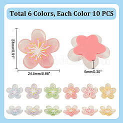 60 Stück 6 Farben durchscheinende Decoden-Cabochons aus Harz RESI-GA0001-31