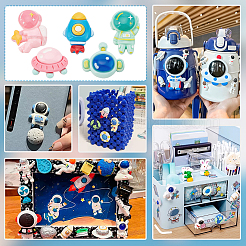 50 Stück 5 Stile Weltraum Thema opake Resin Decoden Cabochons RESI-PH0002-20