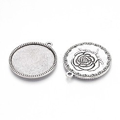 Flachrund tibetischen Stil Lünette Cabochon Fassungen mit Verbinder TIBEP-Q045-024AS-RS