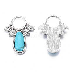 Synthetische Türkis-Cabochon-Fassungen für Emaille PALLOY-N157-029
