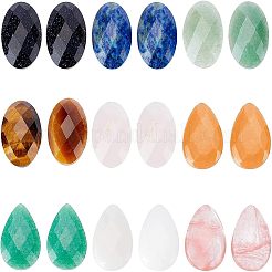 18 Stück Cabochons aus natürlichen und synthetischen Edelsteinen im 9-Stil G-FH0001-46