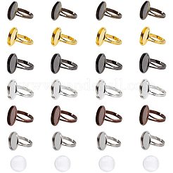 Nbeads 60 Stck Cabochon Ringschalen verstellbare Messing Pad Ring Zubehör und transparentes Glas Cabochon DIY-NB0001-38