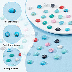 48 Stück 8 Farben gefärbte synthetische türkisfarbene Cabochons G-PH0036-03