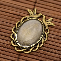 Legierung Cabochon--Fassungen mit Verbinder und flache runde transparente freie Glascabochons DIY-X0229-AB-NF
