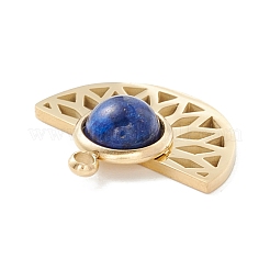 Ionenplattierung (IP) 304 Edelstahlanhänger mit synthetischem Lapislazuli-Cabochon STAS-K237-08G-01