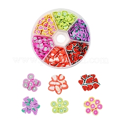 1800 Stück 6 Stil Obst Thema handgemachte Fimo Nail Art Dekoration CLAY-YW0001-22