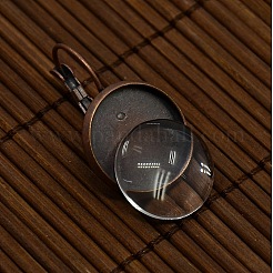 Cabochon-Abdeckung aus klar gewölbtem Glas und Fassungen für den Ohrring aus Messing für Heimwerker DIY-X0160-R-NR