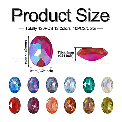 120 Stück 12 Farben transparente Strass-Cabochons mit spitzer Rückseite aus Kunstharz KY-CW0001-01