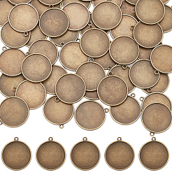 50 Stück flache runde Cabochon-Fassungen für Anhänger aus Legierung TIBEP-SC0002-90