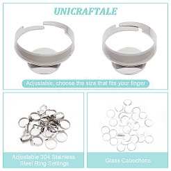 DIY Blanko Kuppel Flach Rund Fingerring Herstellungsset DIY-UN0004-51