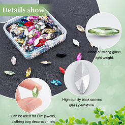 128 Stück 16 Farben Glas Strass Cabochons RGLA-FG0001-17