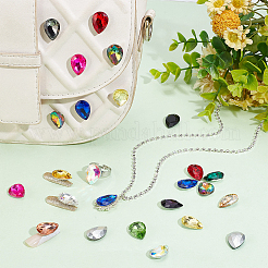 96 Stück 16 Farben Glas Strass Cabochons GLAA-FG0001-17