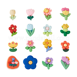 64 Stück 16 Stile undurchsichtiger Harz-Cabochon CRES-TA0001-18