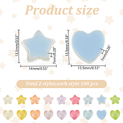 200 Stück 2 Stile Kunststoff-Cabochons KY-AR0001-37