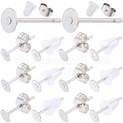 300 Stück 304 Edelstahl flach rund blank Ohrstecker STAS-SC0007-33A