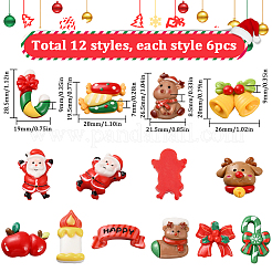 72 Stück 12 Stile Weihnachts-Kunststoff-Cabochons FIND-SC0011-30
