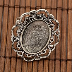 13x18 mm oval Kuppel Klarglasabdeckung und antiken goldenen Legierung cabochon Fassungen mit Verbinder Sets DIY-X0197-AS