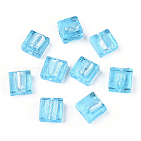 Бусины ручной работы бусины серебряной фольгой&nbsp;FOIL-S006-12x12mm-10