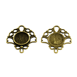Tibetischer Stil Legierung flache runde Träger Fassungen für Cabochon TIBEP-5440-AB-LF