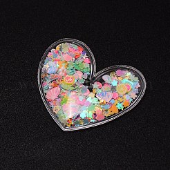 Herz-PVC- und Kunststoff-Pailletten-Shaker-Cabochons KY-CJC0006-01