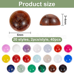 40 Stück 20 Stile gemischte Edelstein-Cabochons G-HY0001-57