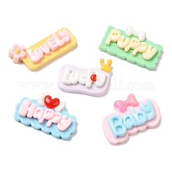 Undurchsichtige Cartoon-Wort-Cabochons aus Kunstharz RESI-K030-01