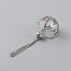 Anlaufgeschützter Sterlingsilber-Blumenanhängerrohling für unregelmäßige Edelstein-Cabochon-Anhängerfassungen FIND-WH0417-59P