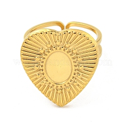 Ionenplattierung (IP) 304 Edelstahl offene Manschette Pad Ring Cabochon-Einstellungen RJEW-K245-90G