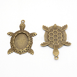 Legierung Anhänger Fassungen für Cabochon PALLOY-WH0079-89AB-RS