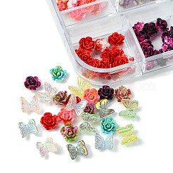 180 Stück 12 Stile sprühlackierte Harz-Cabochons MRMJ-FS0001-03