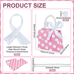 Прямоугольные бумажные подарочные пакеты с ручкой из искусственного жемчуга&nbsp;CON-WH0110-019B