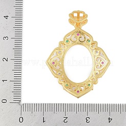 Rhombus Messing Micro Pave Zirkonia Anhänger Cabochon Fassungen KK-U026-09G