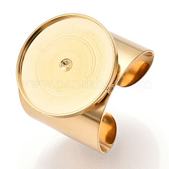 Offener Manschettenfingerring aus Edelstahl 304 mit Cabochon-Fassungen STAS-T060-03G