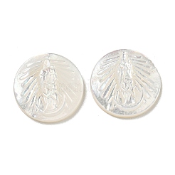 Geschnitzte natürliche weiße Muschel-Cabochons SSHEL-N038-06B-01