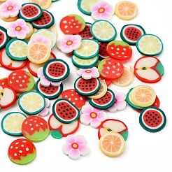 1800 Stück 6 Stil Obst Thema handgemachte Fimo Nail Art Dekoration CLAY-YW0001-23