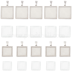 DIY Blanko-Set zur Herstellung quadratischer Kuppelanhänger DIY-SC0023-03