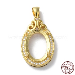 Gestellbeschichtung 925 Sterlingsilber Mikropflaster klare Zirkonia Anhänger Cabochon Fassungen STER-NH0001-43G