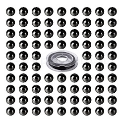 100pcs 8mm natürliche schwarze Turmalin runde Perlen DIY-LS0002-41