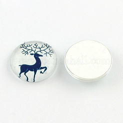 Halbrunde / Kuppel Weihnachten Rentier / Hirsch Musterglas Flatback Cabochons für DIY-Projekte GGLA-Q037-12mm-40