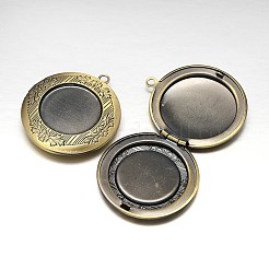 Rack-Beschichtung Messing-Medaillon-Anhänger Cabochon-Fassungen KK-N0096-06AB-FF