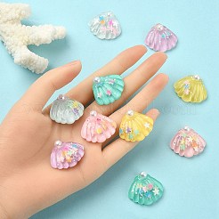 10 Stück 5 Farben Ozean-Thema durchscheinende Harz-Cabochons RESI-YW0001-52