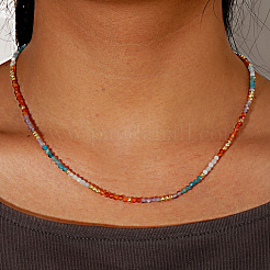 Halskette mit Perlen aus natürlichen Edelsteinen im Bohème-Stil für Damen TF6950