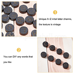 26 Stück 26 Stile flach rund mit Buchstaben Holz Cabochons WOOD-GA0001-28