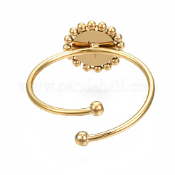 Offener Manschettenfingerring aus Edelstahl 304 mit Cabochon-Fassungen STAS-T060-13G