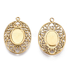 Cabochon-Fassungen für Anhänger aus Edelstahl 304 STAS-T060-43G