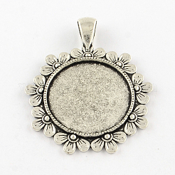 Tibetischer Stil Blumenlegierung Anhänger Fassungen X-TIBEP-Q055-09AS-RS