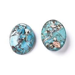 Montierte synthetische Goldlinie Türkis und Larimar Cabochons G-D0006-G01-06