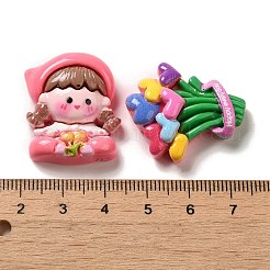 Blume süßes Mädchen undurchsichtige Harz-Decoden-Cabochons CRES-P034-02