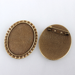 Weinlese Legierung  Broschennadeln cabochon lünette Fassungen PALLOY-N0085-20AB-NF